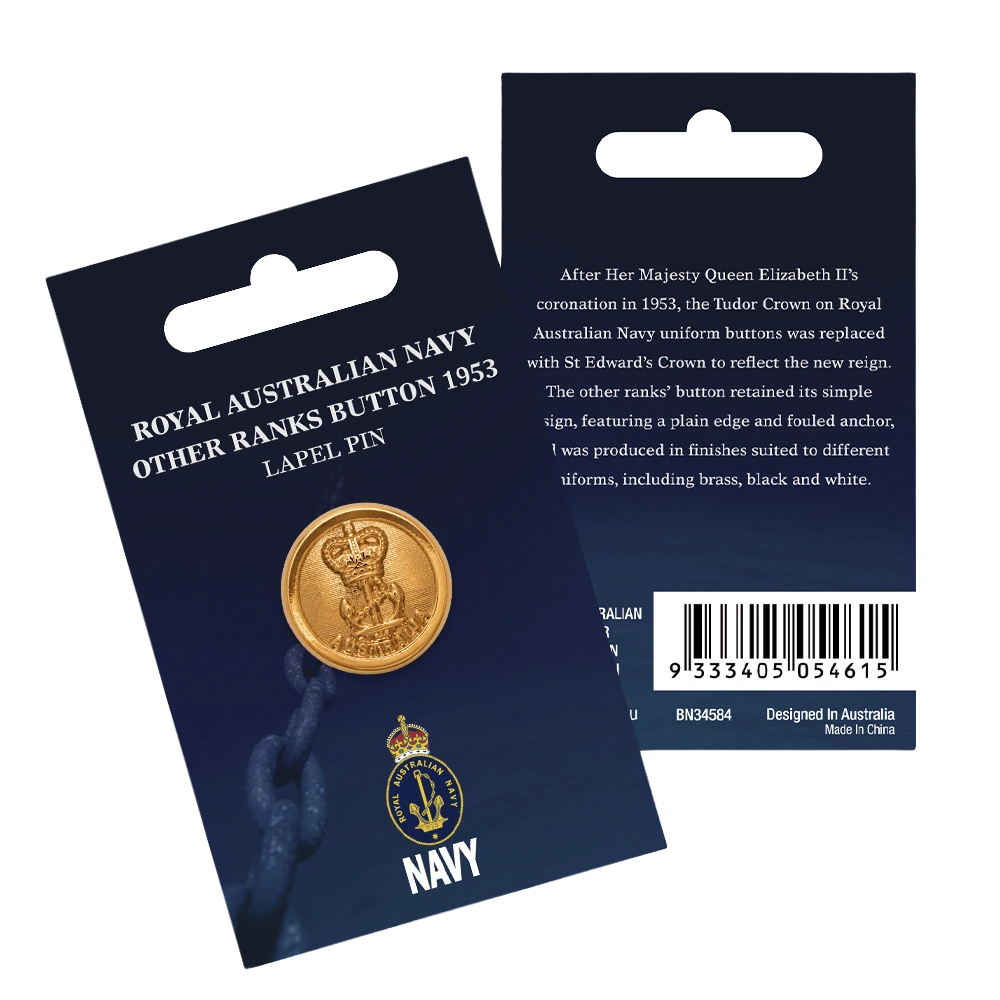 Other Ranks Button 1953 Lapel Pin On Card
